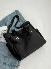 Túi Xách tay Nữ Lá thư Có thể điều chỉnh được Đôi tay cầm Mát mẻ - màu đen - Xem 6