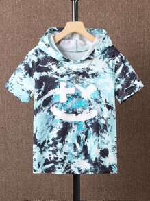 男孩紮染卡通圖案連帽T恤