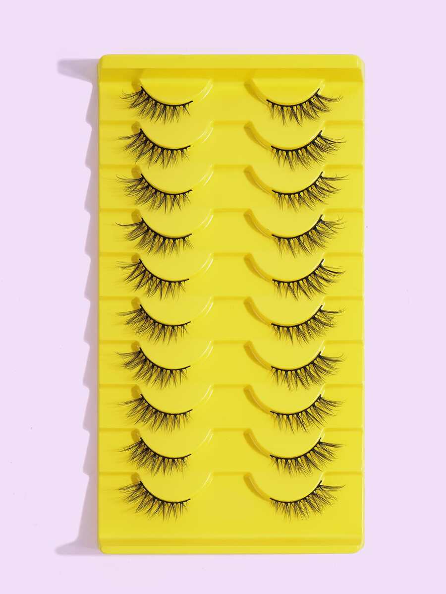 MAGEFY 10 对半眼自然全假睫毛，浓密卷翘蓬松睫毛，适合派对使用，漫画睫毛，旅行必备，加长眼尾条状睫毛，睫毛，睫毛，假睫毛 - 黑色 - 查看 1