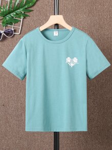 Boys Geo Print Tee - Mint Blue - View 1