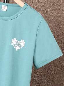 Boys Geo Print Tee - Mint Blue - View 3