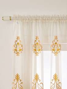 復古設計單片透視窗簾 - 米色 - 查看 4