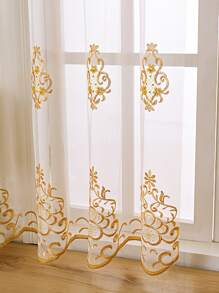 復古設計單片透視窗簾 - 米色 - 查看 5