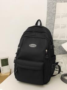 字母貼飾功能背包 - 黑色 - 查看 1