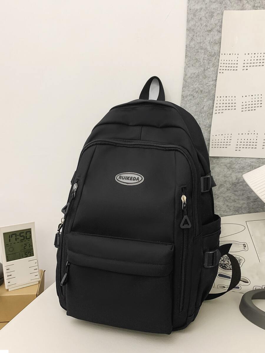 字母貼飾功能背包 - 黑色 - 查看 1