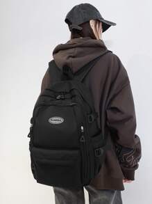 字母貼飾功能背包 - 黑色 - 查看 3