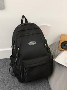 字母貼飾功能背包 - 黑色 - 查看 4