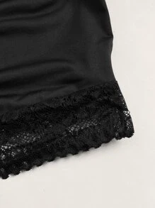 Plus Contrast Lace Ruched Bandeau Bra - Black - View 4