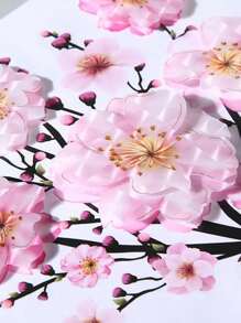 1 件 3d 粉色分层花卉图案墙贴，防水烫金装饰墙贴，适用于卧室客厅，家居装饰，贴纸，墙贴，乙烯基贴花，用于家居装饰，春季装饰品让您的家焕然一新，Rama 装饰贴纸 - 彩色 - 查看 4