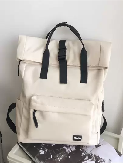 Enfärgad funktionell ryggsäck för kvinnor, lämplig för pendling och resor; Enfärgad enkel daglig funktionell ryggsäck för kvinnor; Enfärgad funktionell ryggsäck för kvinnor, enkel svart ryggsäck i sportstil