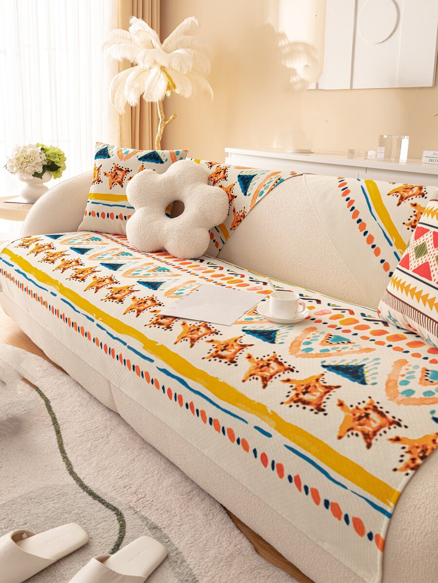 1 chiếc khăn sofa họa tiết hình học - Nhiều màu - Xem 1