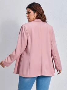 SHEIN EZwear Áo khoác blazer cổ ve lật phía trước cho mùa thu/đông - Bụi hồng - Xem 2