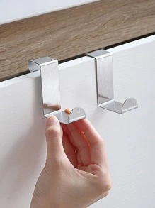 2pcs Stainless Steel Door Back Hanging Hook - White - View 1