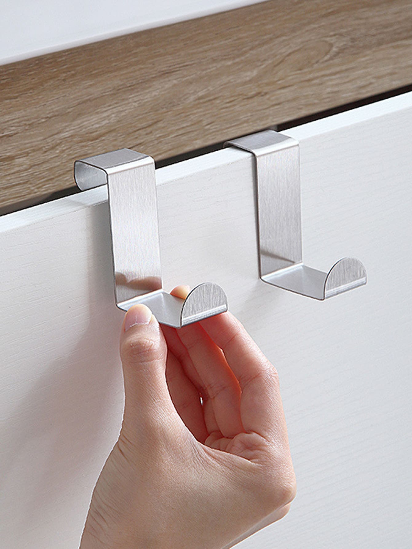 2pcs Stainless Steel Door Back Hanging Hook - White - View 1