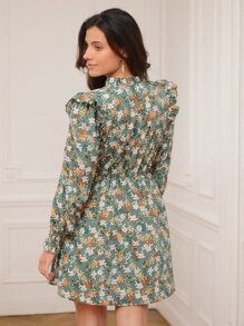 SHEIN Frenchy Allover Floral Print Ruffle Trim Dress - Multicolor - View 5