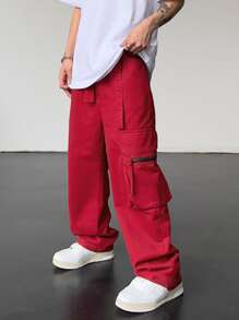Manfinity EMRG Men Flap Pocket Side Cargo Trousers - Red - View 1