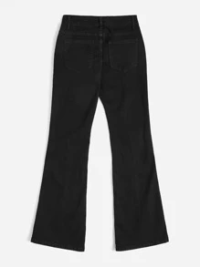 ROMWE Goth Jeans de pierna amplia unicolor - Negro - Ver 2