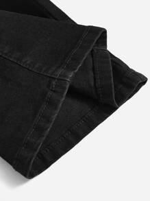 ROMWE Goth Jeans de pierna amplia unicolor - Negro - Ver 3