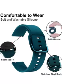 St.siabe 1 件经典扣纯色硅胶表带，带快速释放弹簧杆，男女皆宜，适用于石英表、机械表，兼容三星和华为智能手表表带，宽度为 20 毫米 22 毫米，可作为返校学生的礼物 - 綠色 - 查看 3