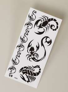 Bộ dụng cụ dán hình xăm , 2 Sheets Spider & Scorpion Pattern Hình xăm tạm thời cho phụ nữ , Hình xăm dán cho người lớn , Realistic Hình xăm con nhện , Hình xăm bọ cạp , Dành cho phụ nữ và các cô gái - màu đen - Xem 5