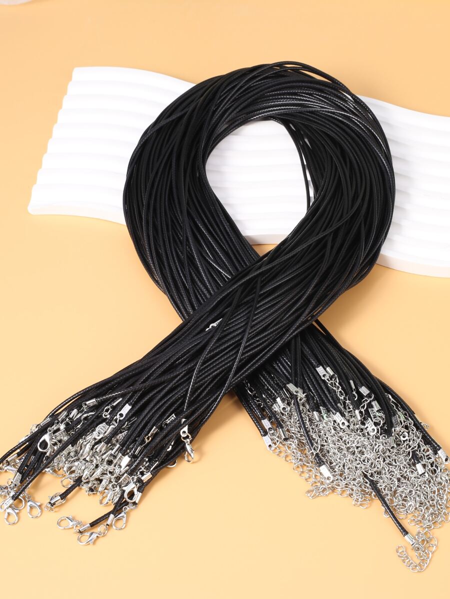 100入組打蠟燈芯絨鏈條DIY首飾配件DIY首飾製作 - 黑色 - 查看 1