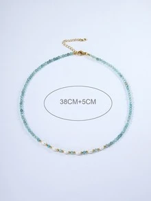 Faux Pearl Decor Beaded Necklace - Baby Blue - View 4