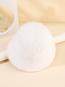 针织渔夫帽 女士毛绒渔夫帽 毛茸茸的毛皮渔夫帽 冬季保暖毛绒渔夫帽 蓬松羊羔绒渔夫帽 ﻿