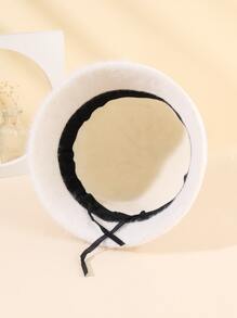 针织渔夫帽 女士毛绒渔夫帽 毛茸茸的毛皮渔夫帽 冬季保暖毛绒渔夫帽 蓬松羊羔绒渔夫帽 ﻿