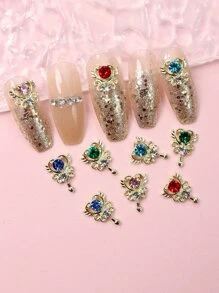 水鑽和合金飾品美甲裝飾 10 件 - 彩色 - 查看 1
