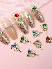 水鑽和合金飾品美甲裝飾 10 件 - 彩色 - 查看 2