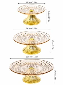 1 pieza Bandeja para aperitivos de PS, bandeja de servir redonda transparente de estilo europeo para el hogar, regalo de cocina navideño - Champán - Ver 3