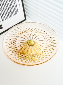 1 pieza Bandeja para aperitivos de PS, bandeja de servir redonda transparente de estilo europeo para el hogar, regalo de cocina navideño - Champán - Ver 7