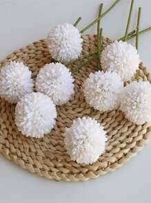 2/5 bó hoa cúc lụa nhân tạo, trang trí tiệc cưới sân vườn nhà bếp - trắng - Xem 5