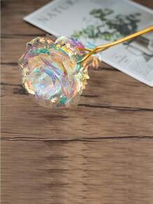 1pc Hoa hồng kim loại nhân tạo - trắng - Xem 4