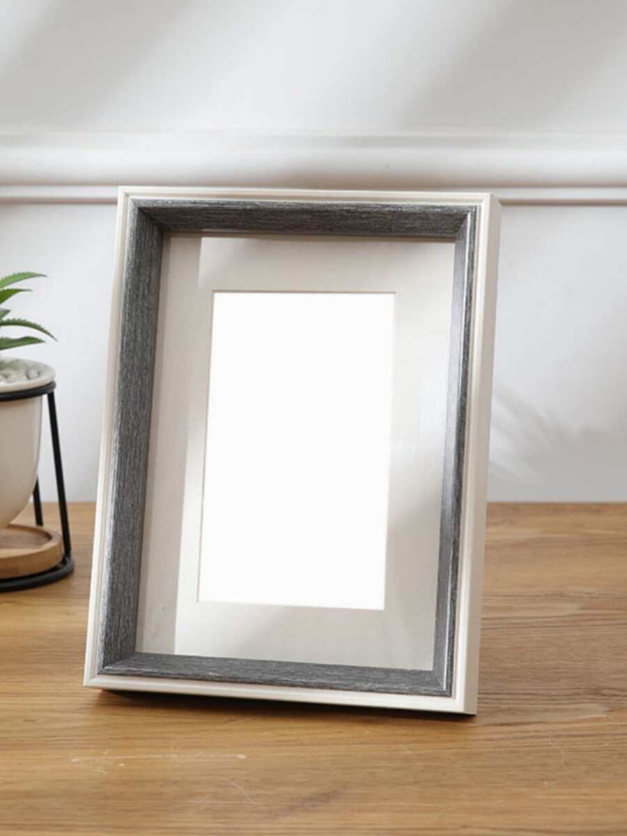 1 pièce Cadre photo rectangle avec 1 pièce papier intérieur aléatoire - Gris pâle - Voir 1