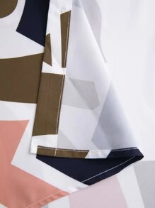 Manfinity Homme 男士幾何印花補丁貼口袋襯衫不帶T恤 - 彩色 - 查看 4