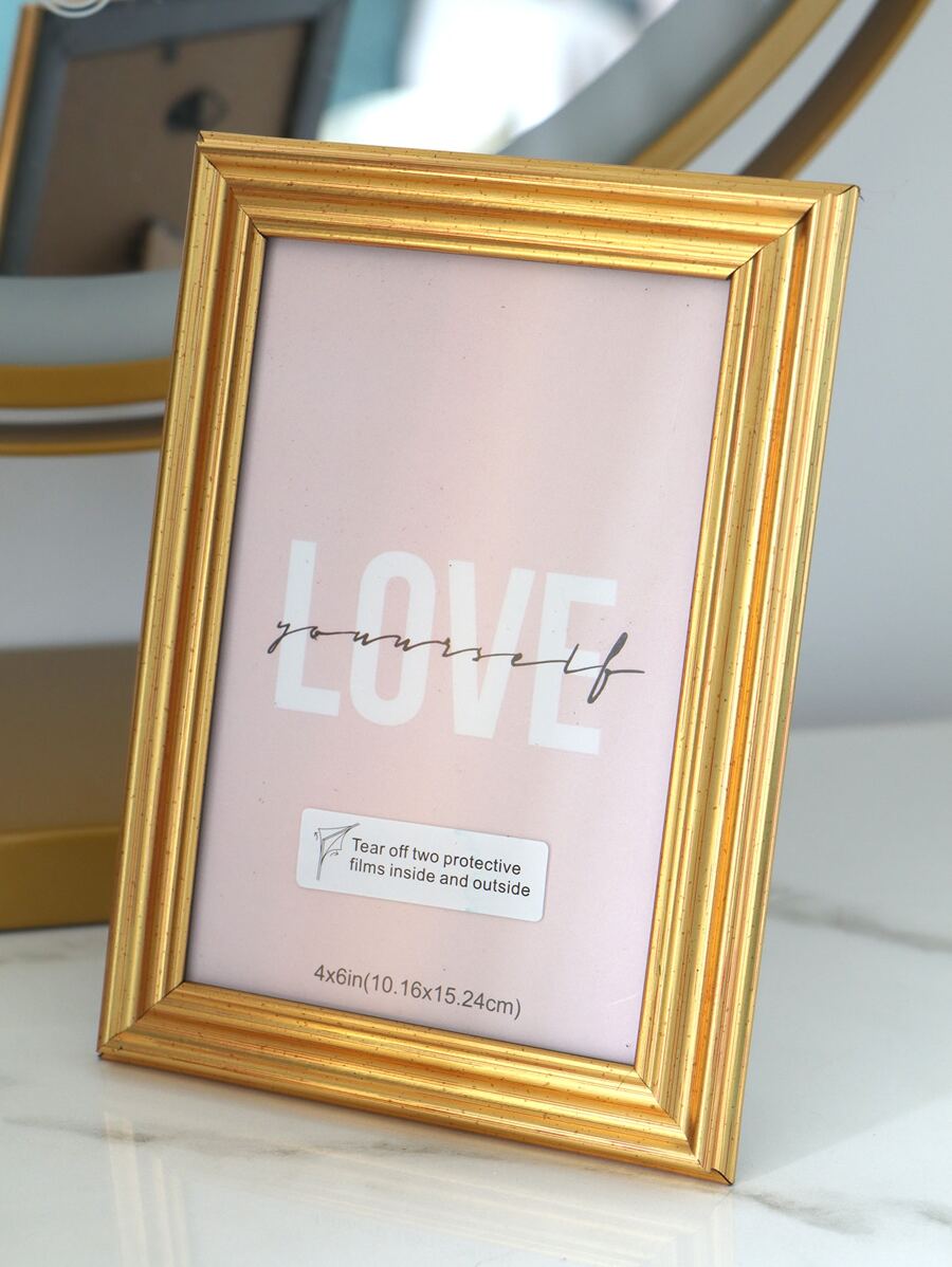 1pc Durable Plastic Photo Frame,Modern Gold Color Picture Frame For Home Decoration Gifts Birthday Graduation