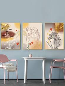 3 piezas pintura sin marco con estampado de planta - Multicolor - Ver 3