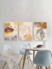 3 piezas pintura sin marco con estampado de planta - Multicolor - Ver 5