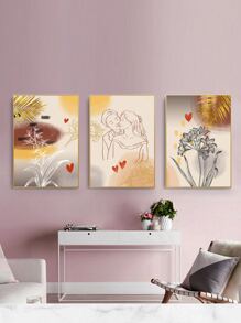3 piezas pintura sin marco con estampado de planta - Multicolor - Ver 7