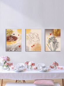 3 piezas pintura sin marco con estampado de planta - Multicolor - Ver 8