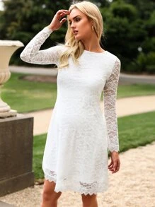 SHEIN 孕婦蕾絲覆蓋洋裝