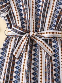 SHEIN Đầm bé gái Xù Hình học Bộ lạc Boho - Nhiều màu - Xem 3