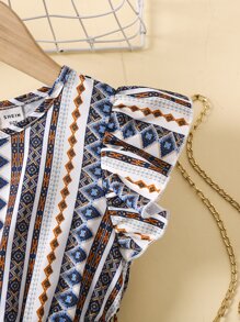 SHEIN Đầm bé gái Xù Hình học Bộ lạc Boho - Nhiều màu - Xem 4