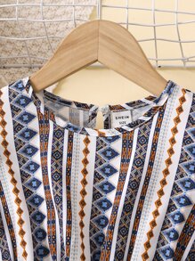 SHEIN Đầm bé gái Xù Hình học Bộ lạc Boho - Nhiều màu - Xem 6