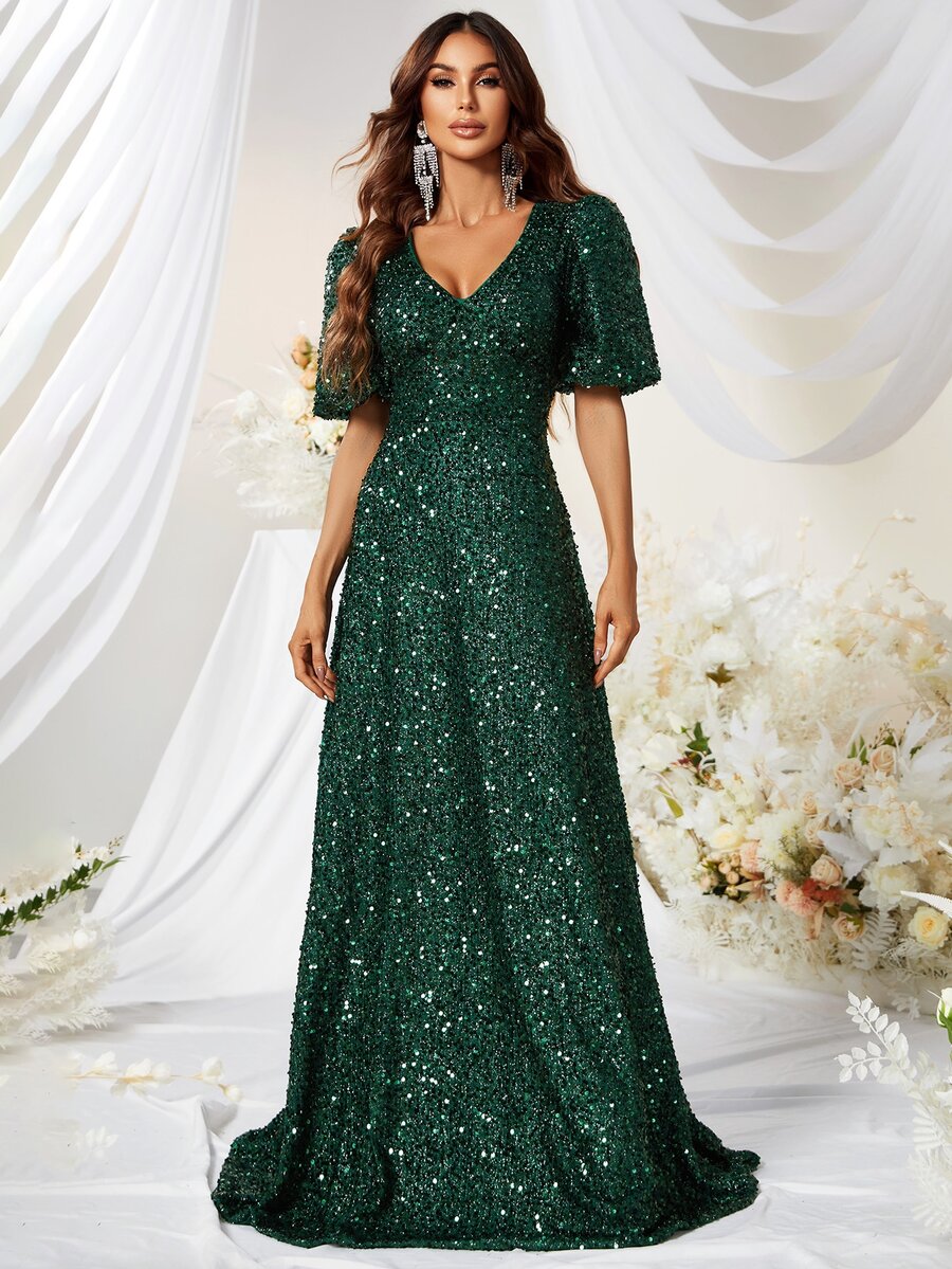 YISIKADO Đầm Buộc lại Dây kéo màu trơn Buổi tiệc