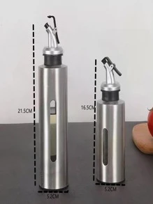 1pc Stainless Steel Oil Bottle - Silver - View 2