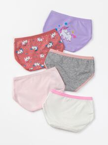Toddler Girls 5pcs Cartoon Graphic Brief - Multicolor - View 2