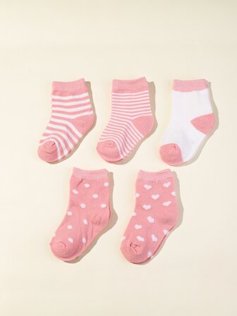 5雙嬰兒條紋圖案中筒襪