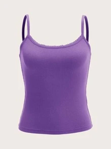 Muchica Top de tirantes unicolor tejido de canalé - Morado - Ver 1